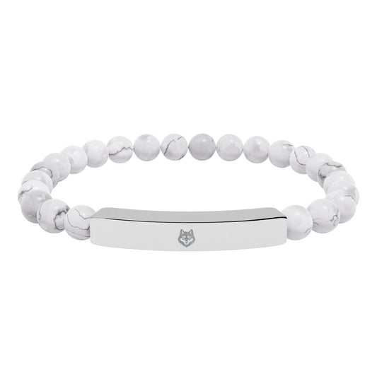 Natural Stone Stretch Bar Bracelet Beast (Engraving)