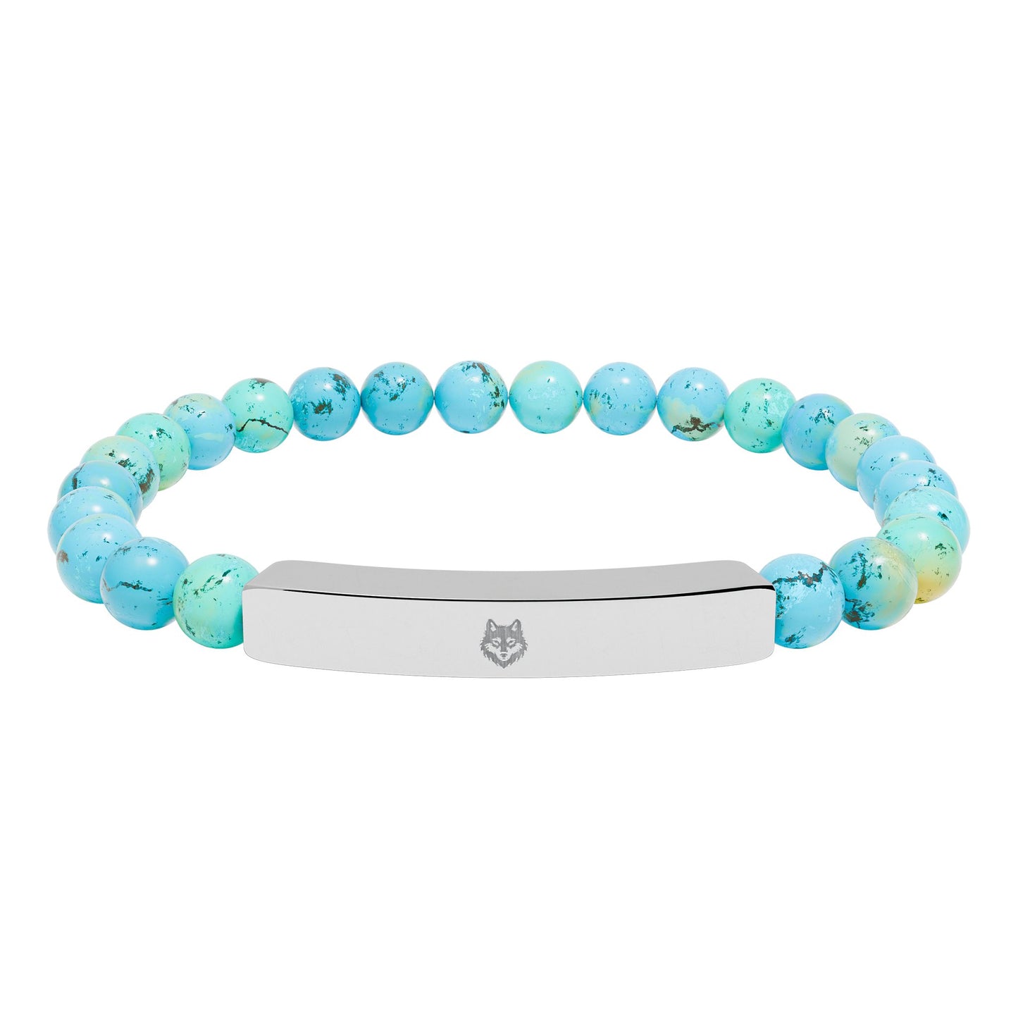 Natural Stone Stretch Bar Bracelet Beast (Engraving)