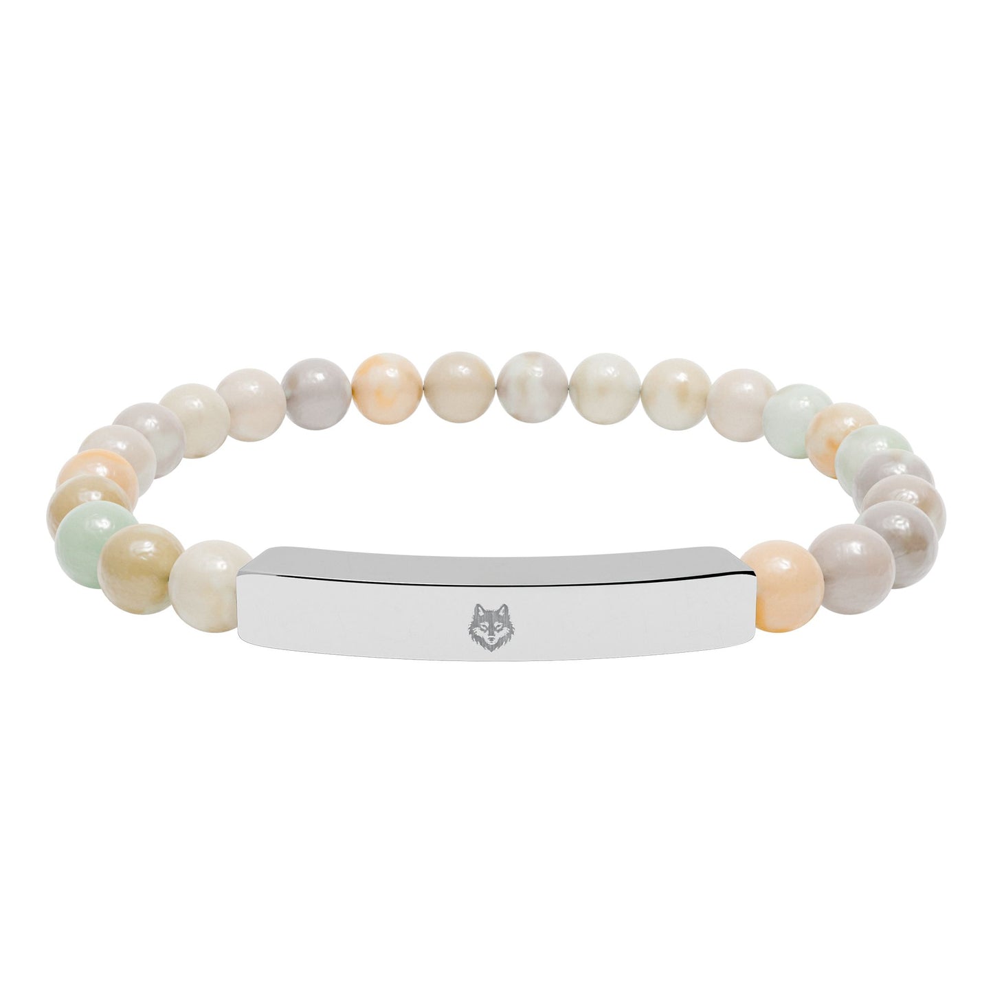 Natural Stone Stretch Bar Bracelet Beast (Engraving)