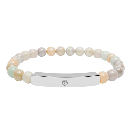 Natural Stone Stretch Bar Bracelet Beast (Engraving)