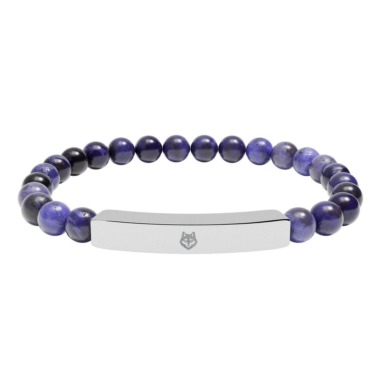 Natural Stone Stretch Bar Bracelet Beast (Engraving)