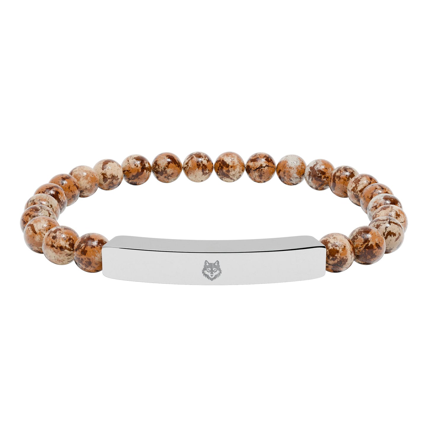 Natural Stone Stretch Bar Bracelet Beast (Engraving)