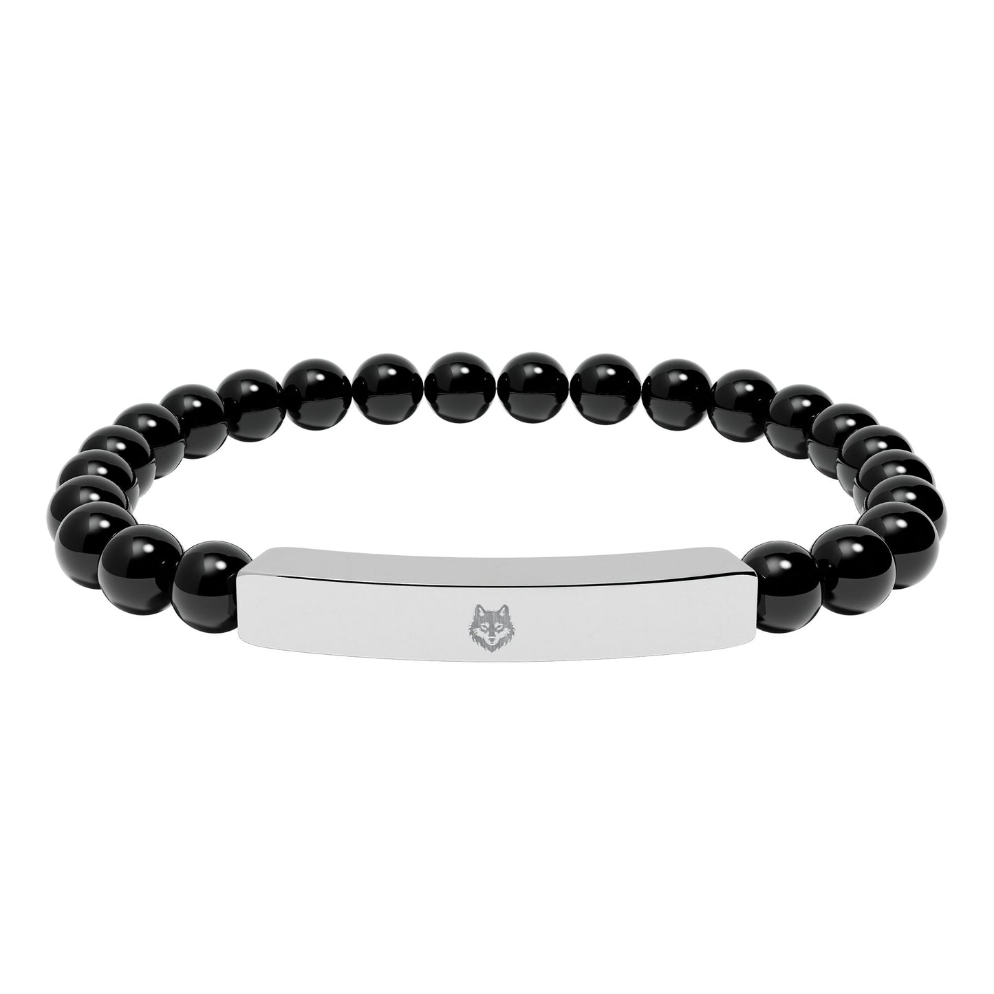 Natural Stone Stretch Bar Bracelet Beast (Engraving)