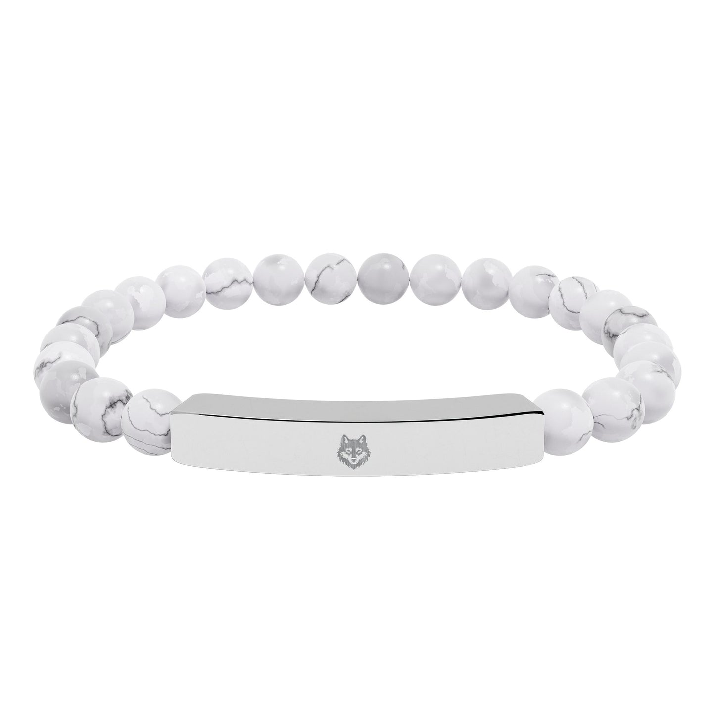 Natural Stone Stretch Bar Bracelet Beast (Engraving)